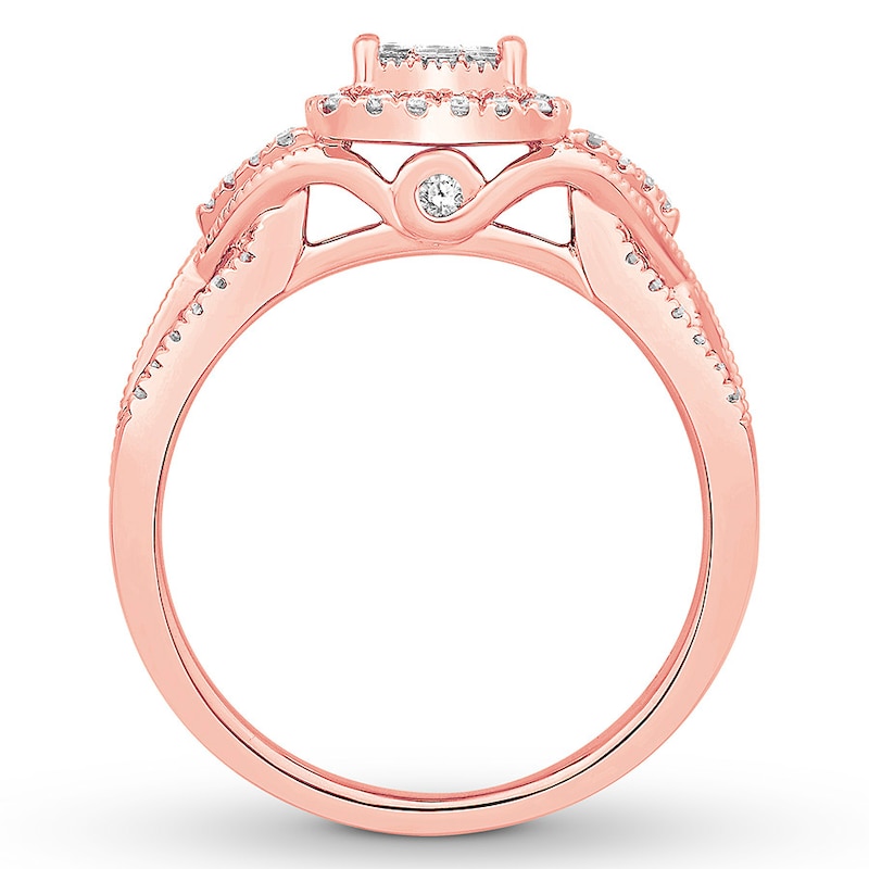 Diamond Engagement Ring 1/2 ct tw Rose Gold Plated