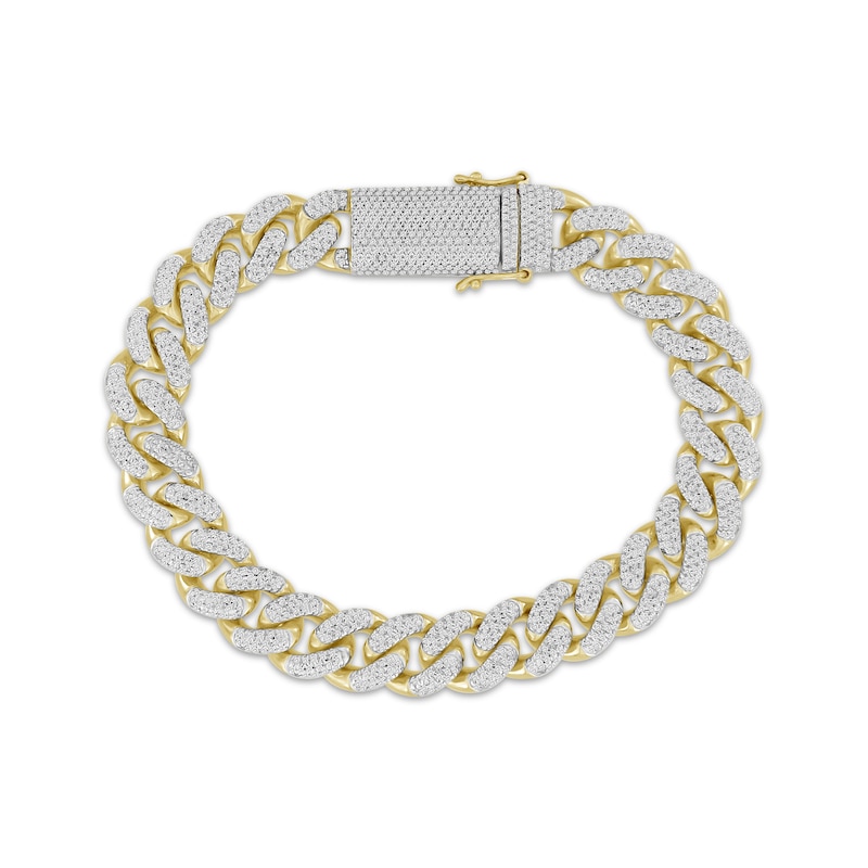Men's Diamond Cuban Curb Chain Bracelet 2 ct tw Yellow Gold Plated 8.5"