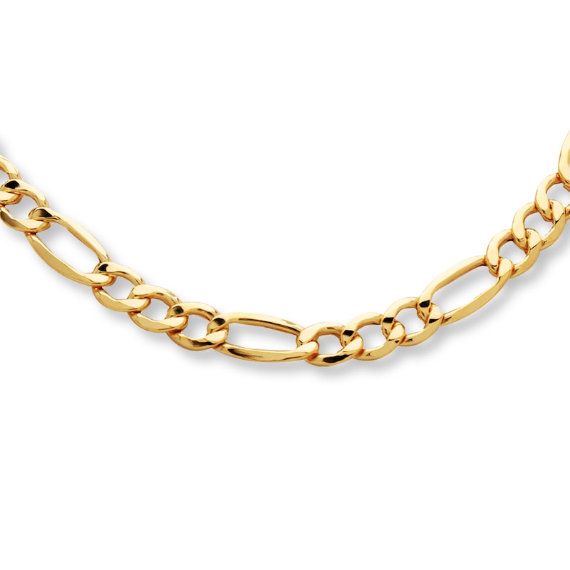Hollow Figaro Necklace Yellow Gold Plated 22"