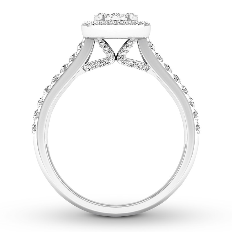 Diamond Engagement Ring 3/4 ct tw Round-cut White Gold Plated