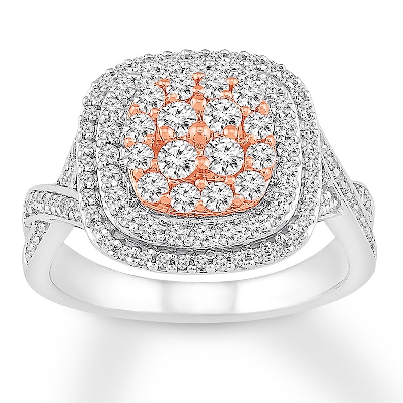 Diamond Ring 1 ct tw Round-cut Two-Tone Gold Plated