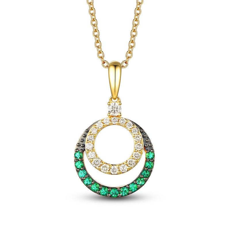 Le Vian Diamond & Emerald Necklace 1/4 ct tw Diamonds Honey Gold Plated 18"