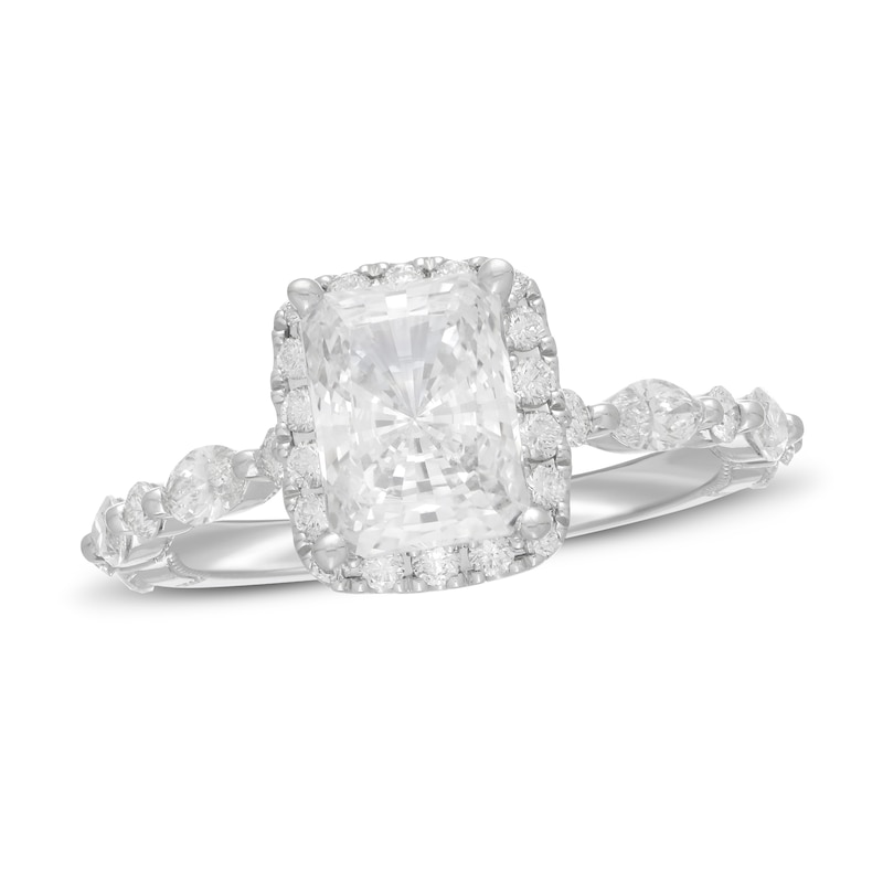 Neil Lane Premiere Diamond Engagement Ring 2-1/4 ct tw Radiant/Round/Marquise White Gold Plated