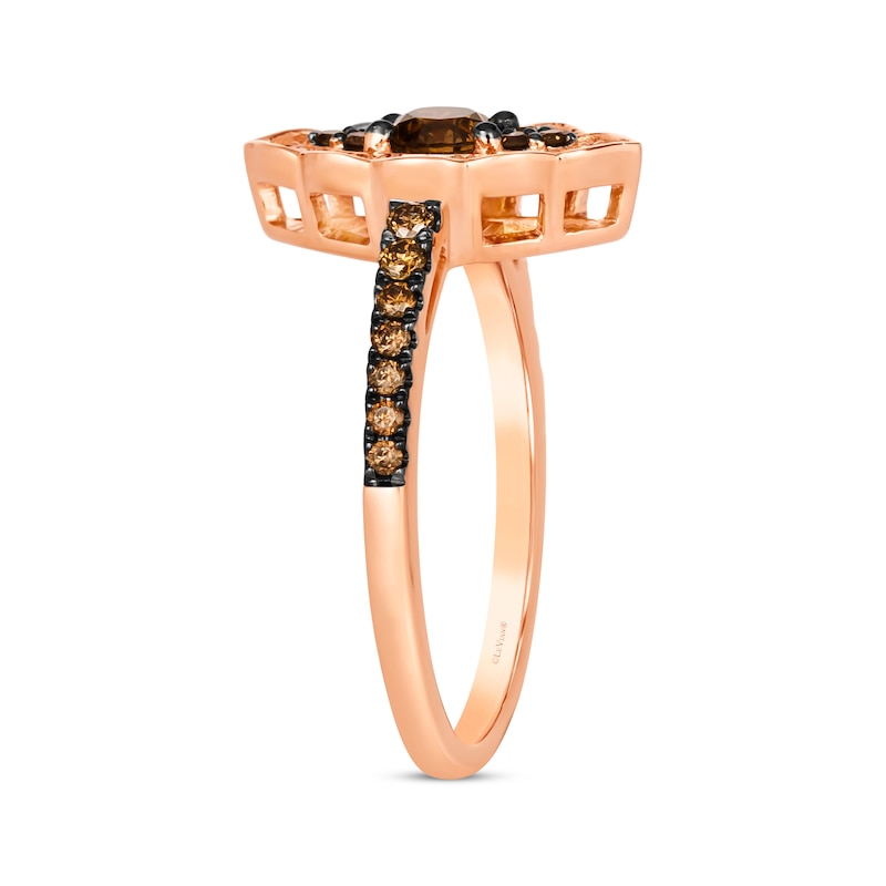 Le Vian Diamond Scalloped Ring 1/2 ct tw Strawberry Gold Plated