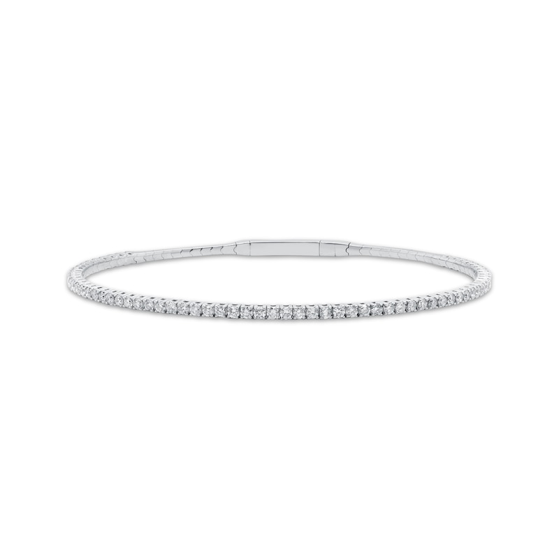 Diamond Flex Bangle Bracelet 1-1/4 ct tw White Gold Plated