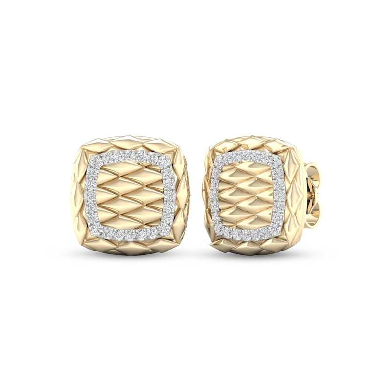 Diamond Quilted Cushion Earrings 1/4 ct tw Round-cut Yellow Gold Plated
