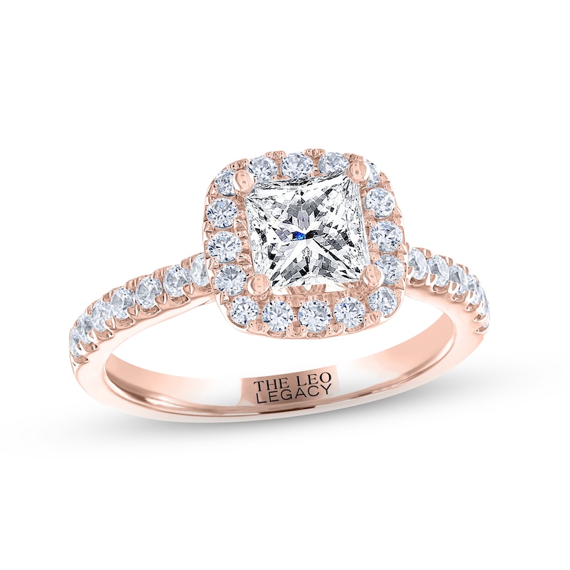 THE LEO Legacy Lab-Created Diamond Princess-Cut Engagement Ring 1-3/8 ct tw Rose Gold Plated