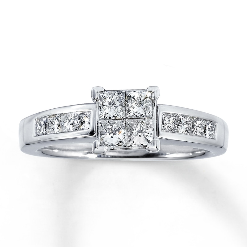 Ring 7/8 ct tw Diamonds White Gold Plated