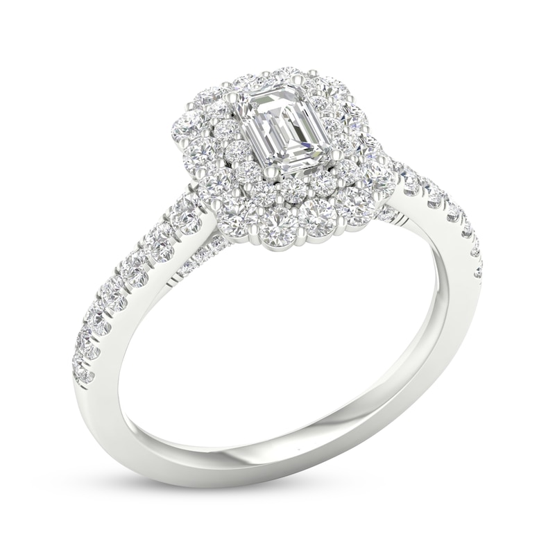 Emerald-Cut Diamond Engagement Ring 1-1/4 ct tw White Gold Plated