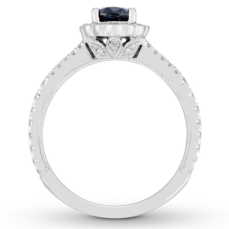 Neil Lane Sapphire Engagement Ring 1/2 ct tw Diamonds White Gold Plated