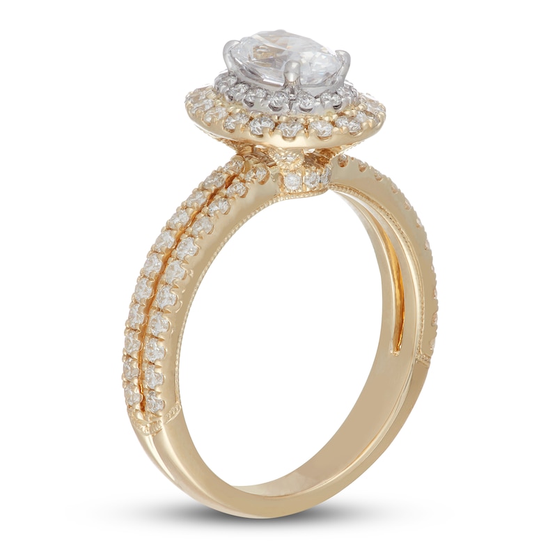 Neil Lane Diamond Engagement Ring 1-3/4 ct tw Oval/Round Two-Tone Gold Plated