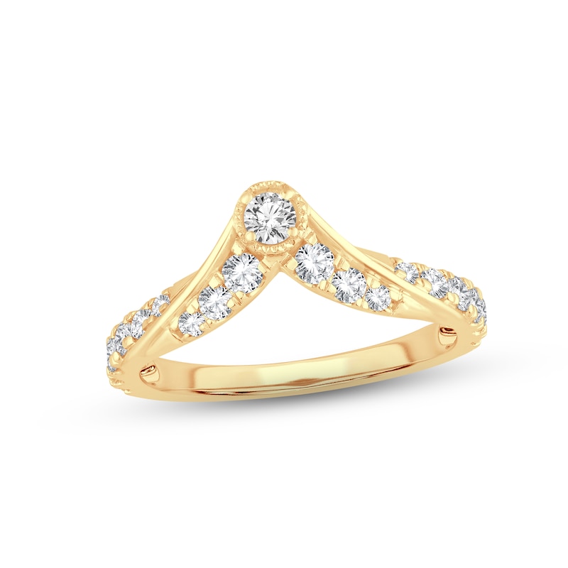 Diamond Contour Anniversary Ring 5/8 ct tw Round-cut Yellow Gold Plated