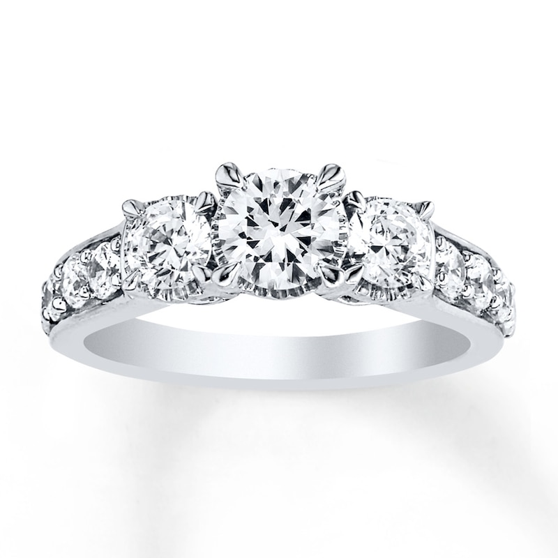 3-Stone Diamond Ring 1/2 ct tw Round-cut White Gold Plated