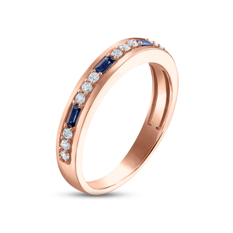 Men's Blue Sapphire & Diamond Wedding Band 1/5 ct tw Round-cut Rose Gold Plated