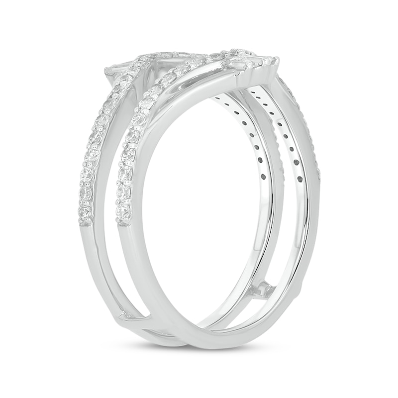 Baguette & Round-Cut Diamond Enhancer Ring 1/2 ct tw White Gold Plated