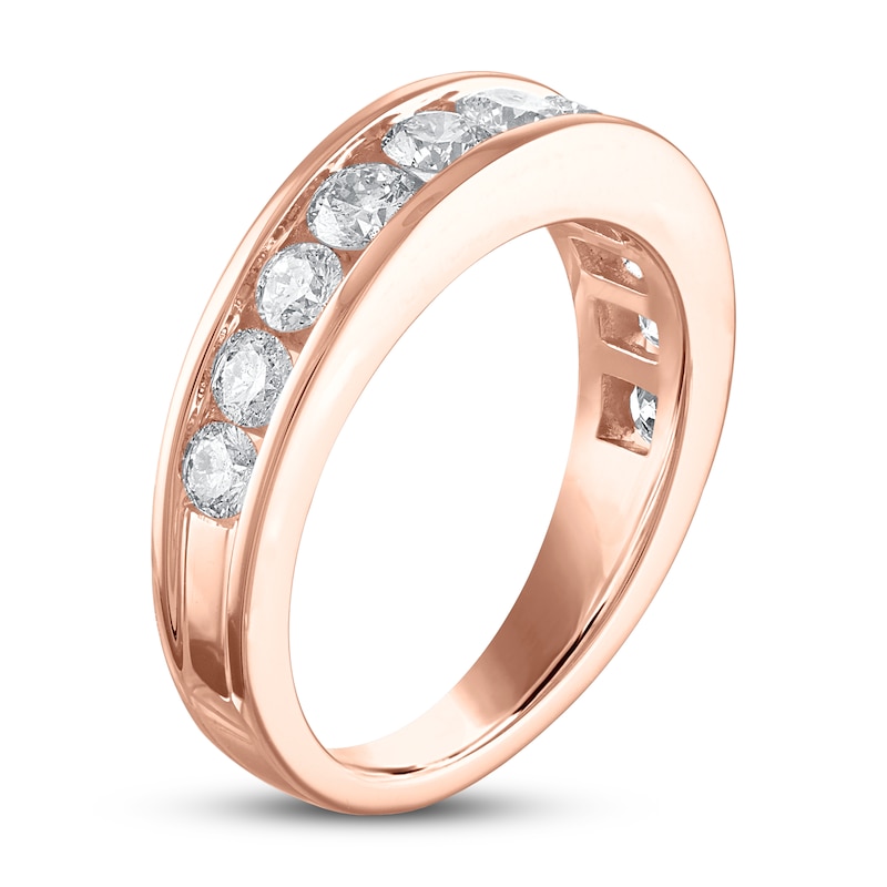 Diamond Wedding Band 1-1/5 ct tw Round-cut Rose Gold Plated
