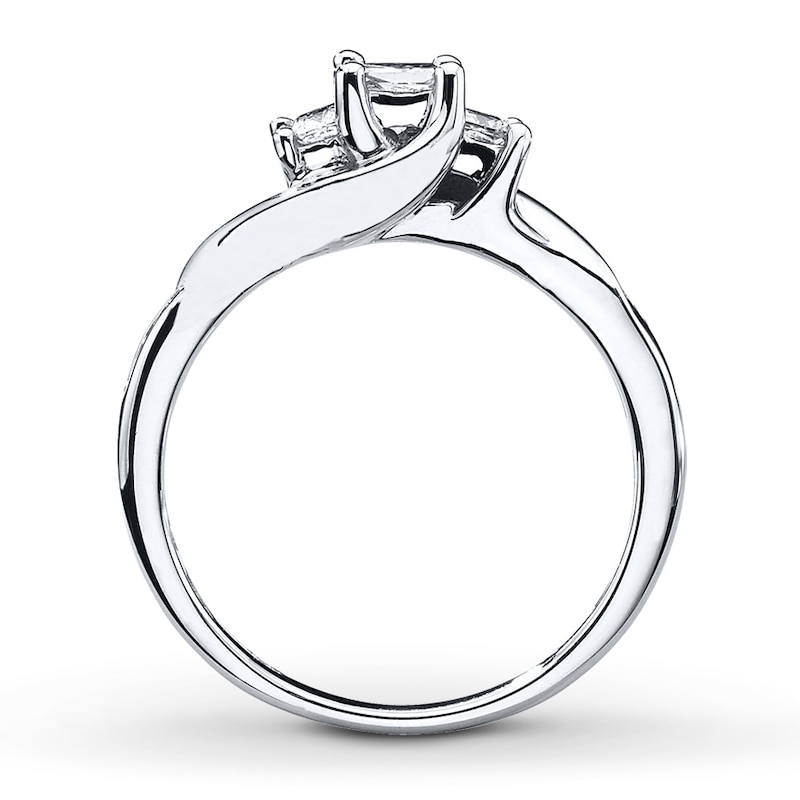 Diamond Ring 1/2 ct tw Princess & Round-cut White Gold Plated