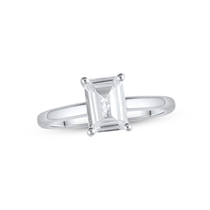 Lab-Created Diamonds by Emerald-Cut Solitaire Engagement Ring 1-1/2 ct tw White Gold Plated