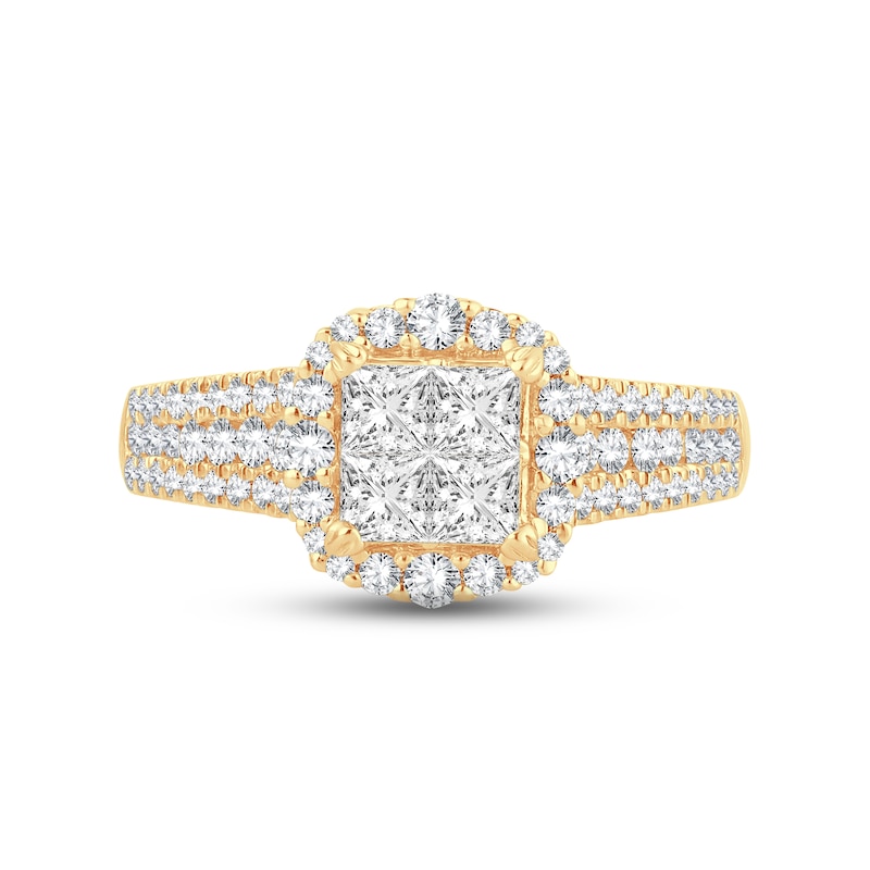 Diamond Engagement Ring 1 ct tw Princess & Round-Cut Yellow Gold Plated