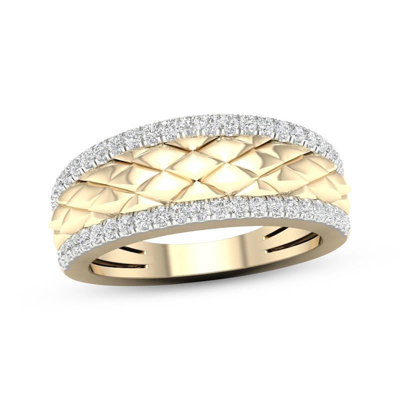Diamond Edge Scale Ring 1/3 ct tw Round-cut Yellow Gold Plated