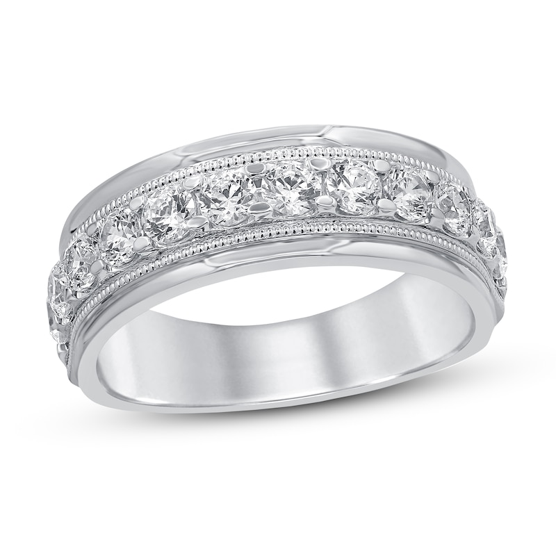 Men's Diamond Wedding Band 1-1/2 ct tw Round-cut White Gold Plated