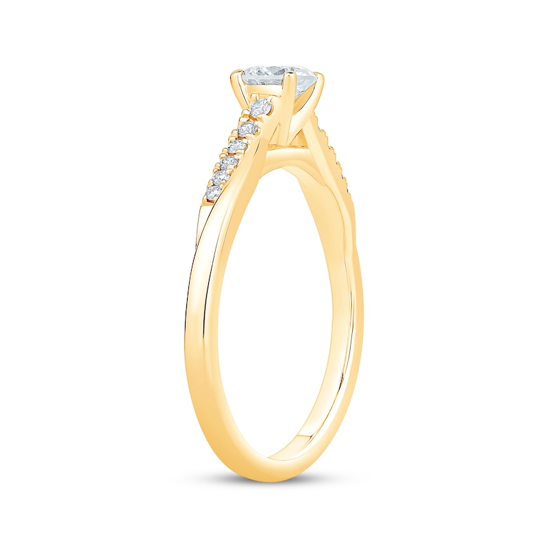 Round-Cut Diamond Twist Engagement Ring 1/2 ct tw Yellow Gold Plated