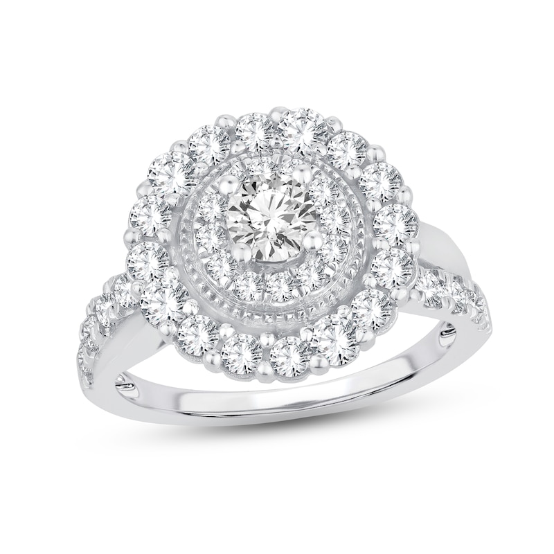 Diamond Engagement Ring 1-1/2 ct tw Round-cut White Gold Plated