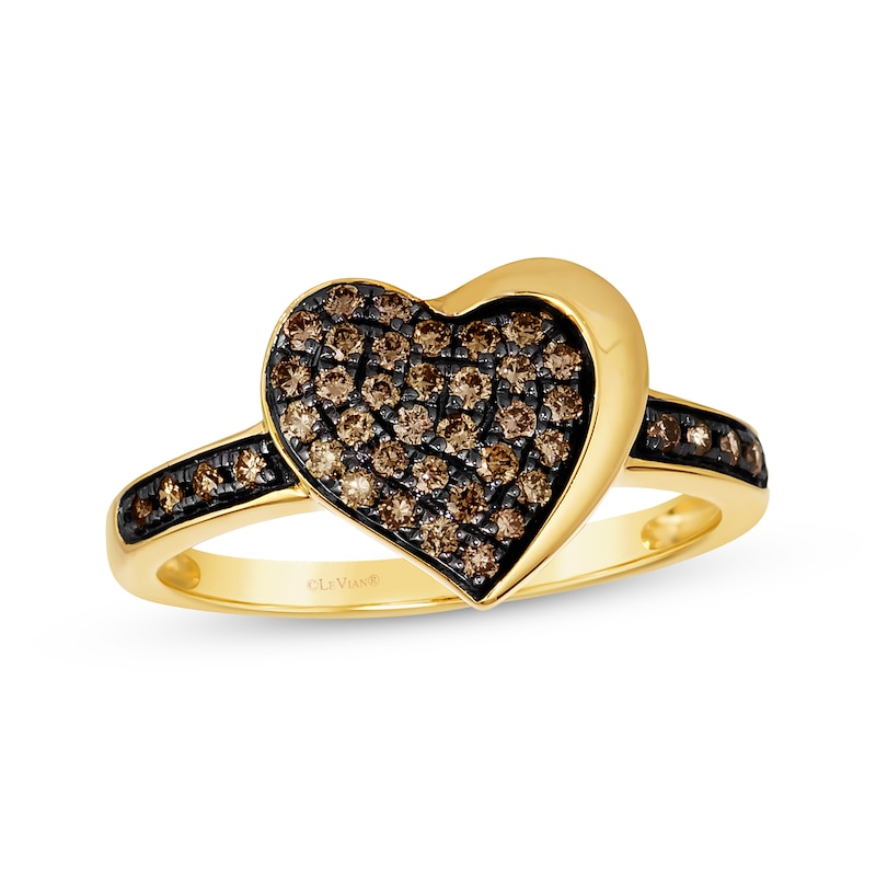 Godiva x Le Vian Diamond Heart Ring 1/3 ct tw Honey Gold Plated