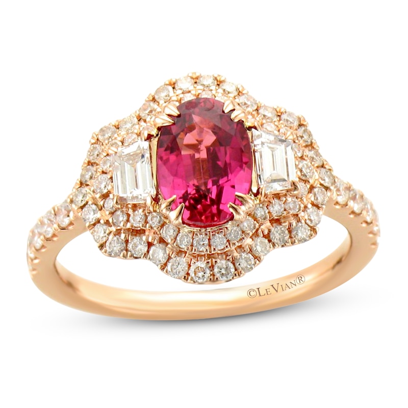 Le Vian Couture Pink Sapphire Ring 7/8 ct tw Diamonds Strawberry Gold Plated - Size 7