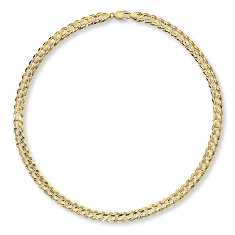 Solid Curb Link Chain Yellow Gold Plated 22"