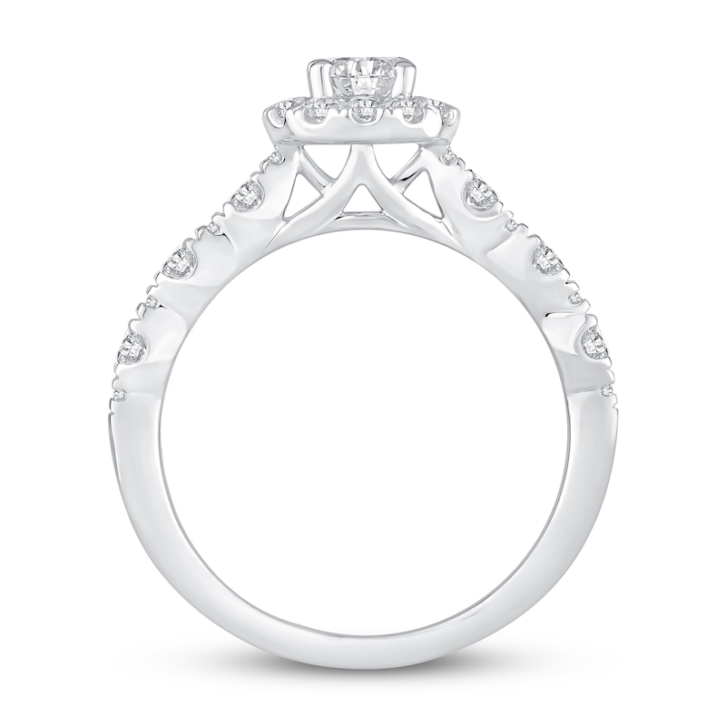 Round-cut Diamond Engagement Ring 1 ct tw White Gold Plated