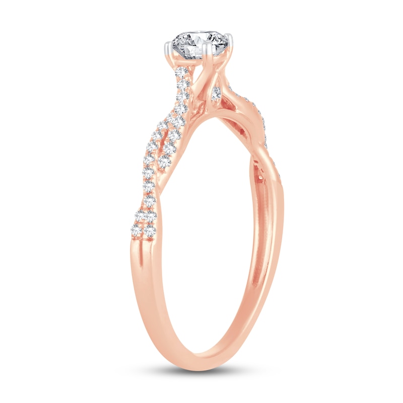 Diamond Engagement Ring 1/2 ct tw Round-cut Rose Gold Plated
