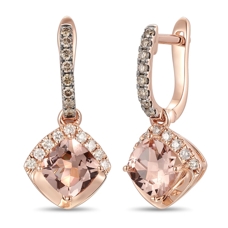 Le Vian Morganite Earrings 1/4 ct tw Diamonds Strawberry Gold Plated