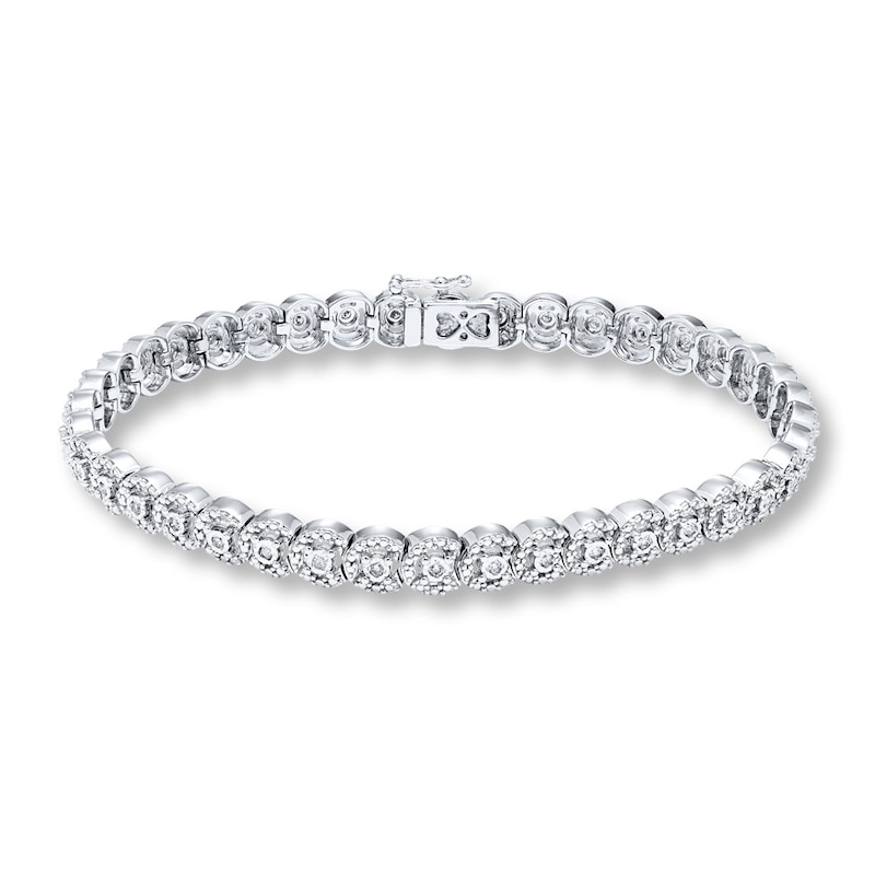 Diamond Bracelet 3/8 ct tw Round-cut Silver Plated 7.75