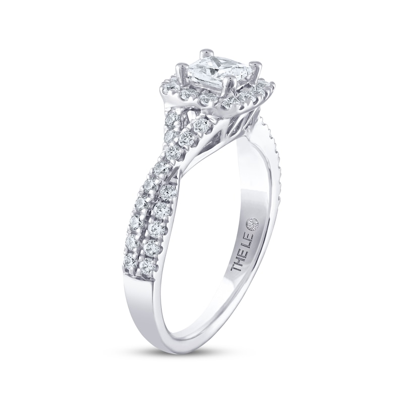 THE LEO Diamond Engagement Ring 7/8 ct tw Princess & Round-cut White Gold Plated