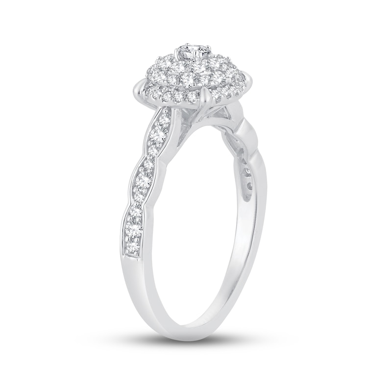 Diamond Engagement Ring 5/8 ct tw Round-cut White Gold Plated