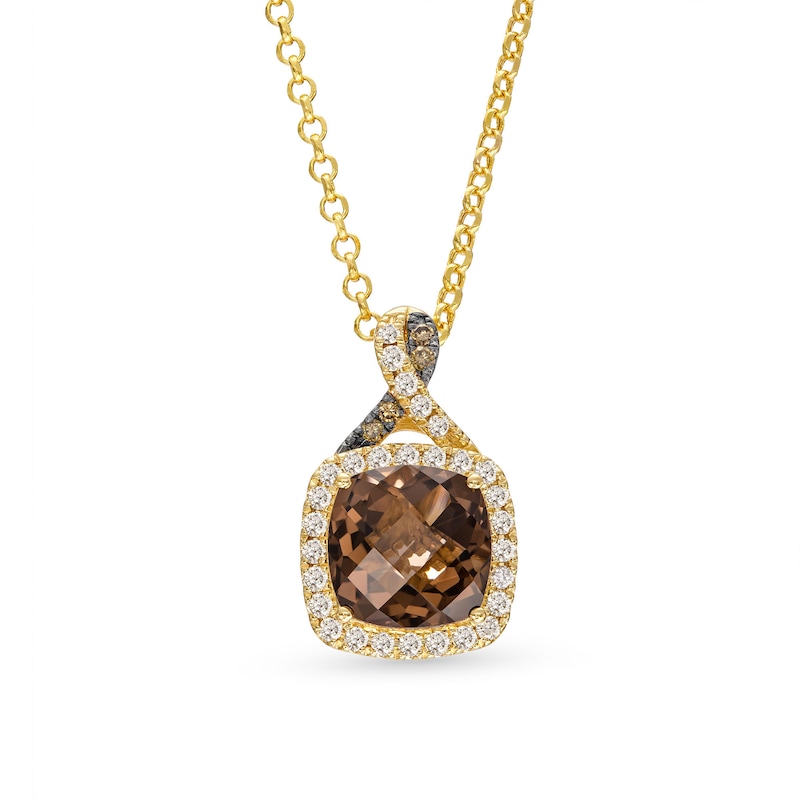 Le Vian Chocolate Twist Quartz Necklace 1/5 ct tw Diamonds Honey Gold Plated 19"