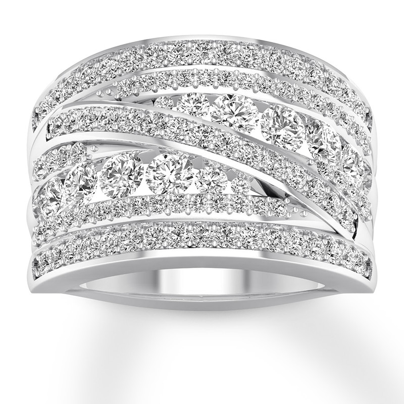 Diamond Anniversary Band 1-1/2 ct tw Round-cut White Gold Plated