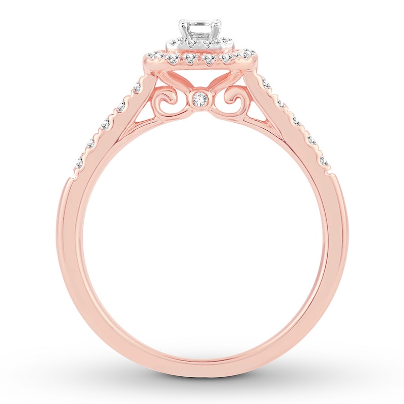 Emerald-Cut Diamond Engagement Ring 1/2 ct tw Rose Gold Plated