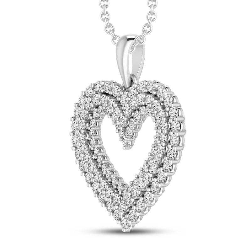 Diamond Heart Necklace 1 ct tw White Gold Plated 18"