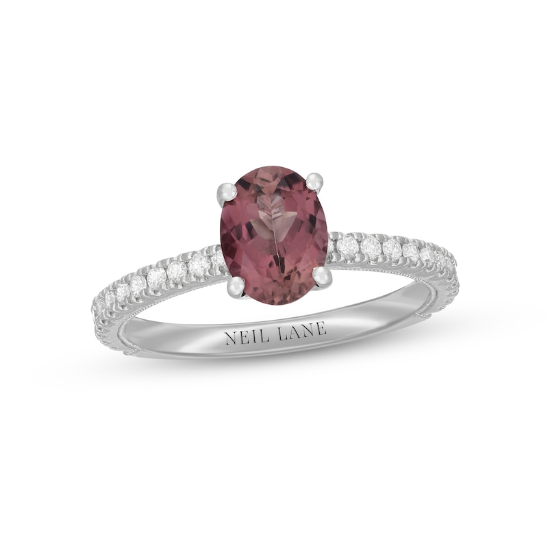 Neil Lane Pink Tourmaline & Diamond Engagement Ring 1/3 ct tw White Gold Plated