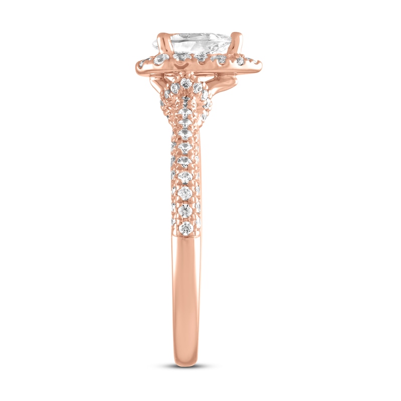 Diamond Engagement Ring 1 ct tw Pear & Round-cut Rose Gold Plated