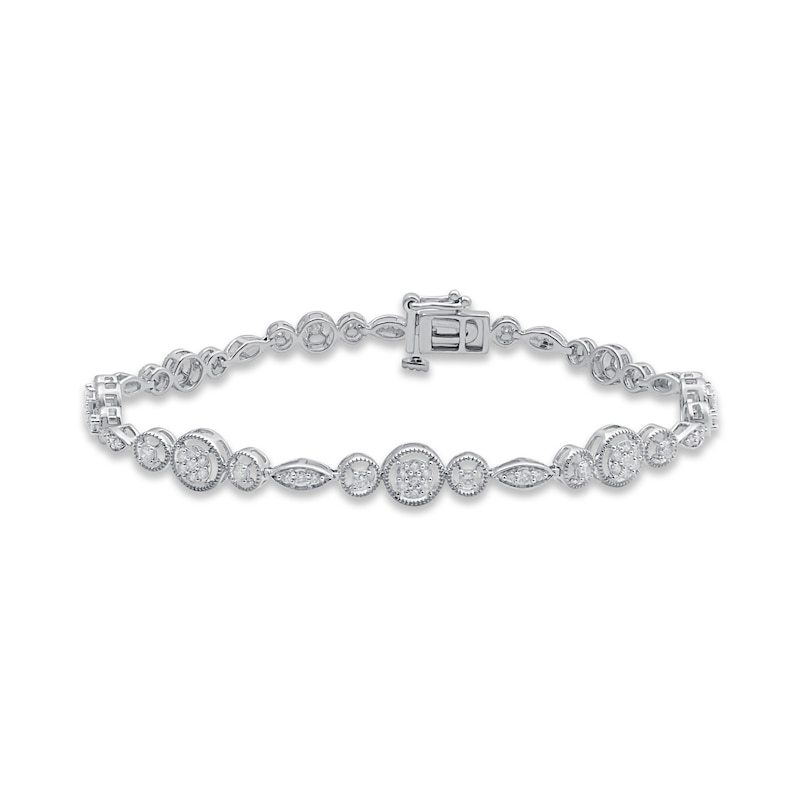 Diamond Line Bracelet 1 ct tw Round-cut White Gold Plated 7.5"