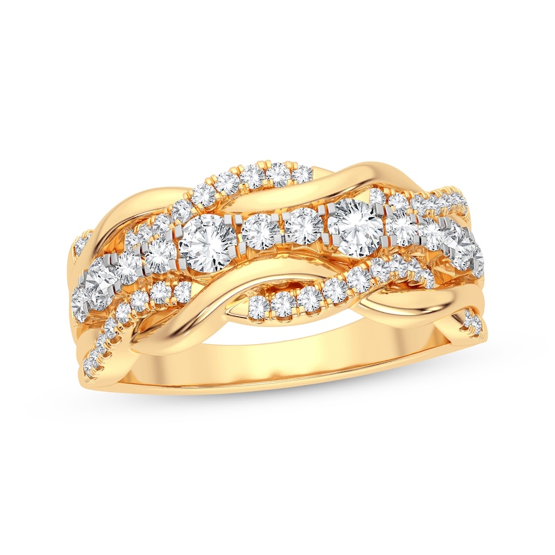Round-Cut Diamond Multi-Row Twist Anniversary Band 1/2 ct tw Yellow Gold Plated
