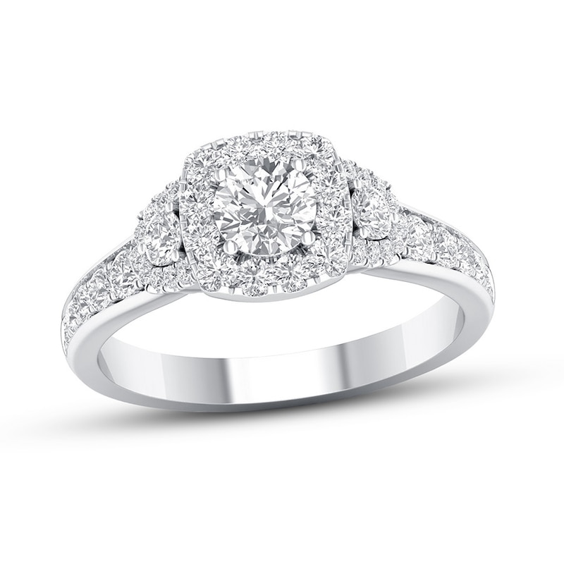 Certified Diamond Engagement Ring 1 ct tw Round White Gold Plated