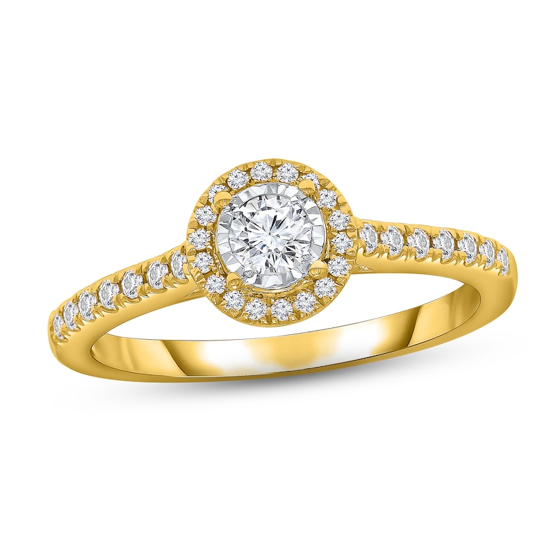 Diamond Engagement Ring 1/3 ct tw Round-cut Yellow Gold Plated
