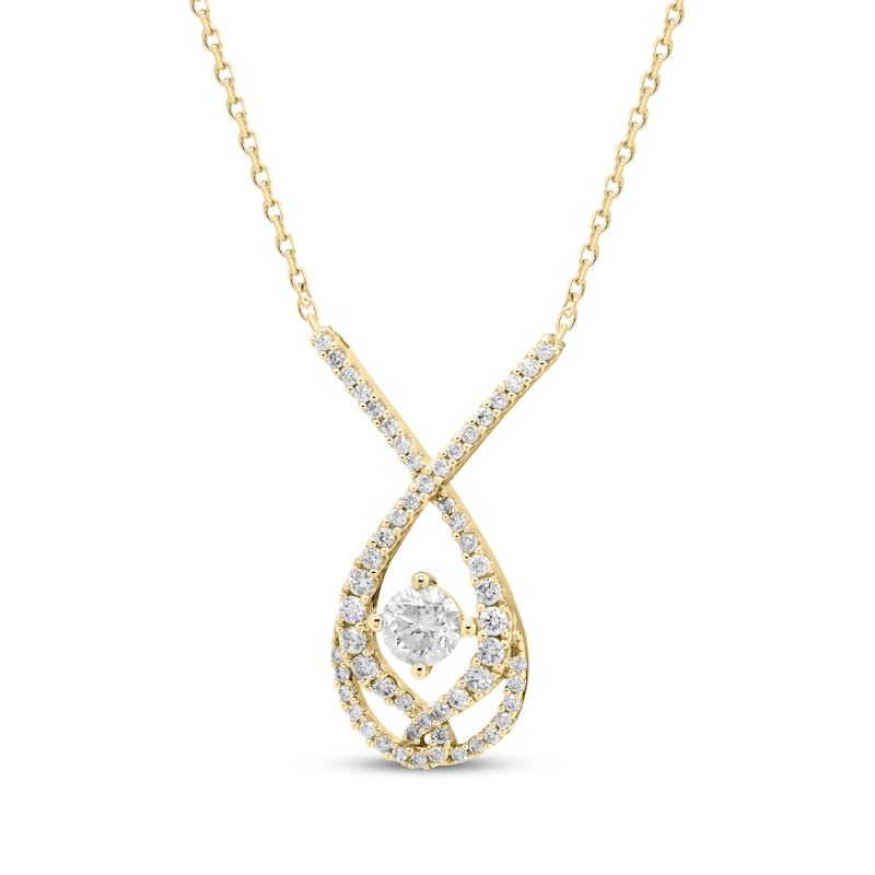 Love Entwined Round-Cut Diamond Necklace 1 ct tw Yellow Gold Plated 18"
