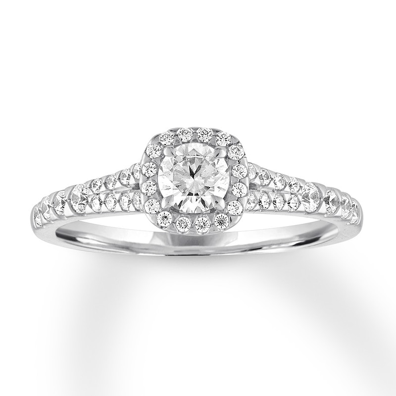 Diamond Engagement Ring 5/8 ct tw Round-cut White Gold Plated