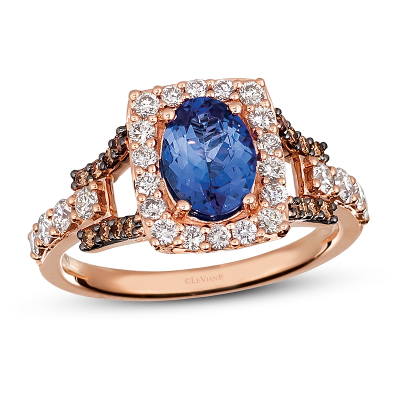 Le Vian Tanzanite Ring 3/4 ct tw Diamonds Strawberry Gold Plated