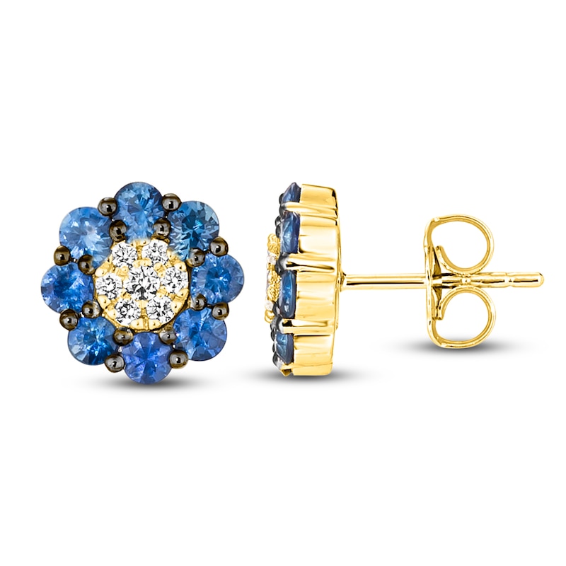 Le Vian Diamond & Sapphire Stud Earrings 1/10 ct tw Diamonds Honey Gold Plated